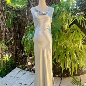 ABS Evening Allen Schwartz Elegant Silver Gown